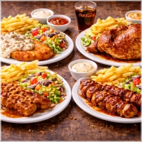 inclusief friet, saus en rauwkost